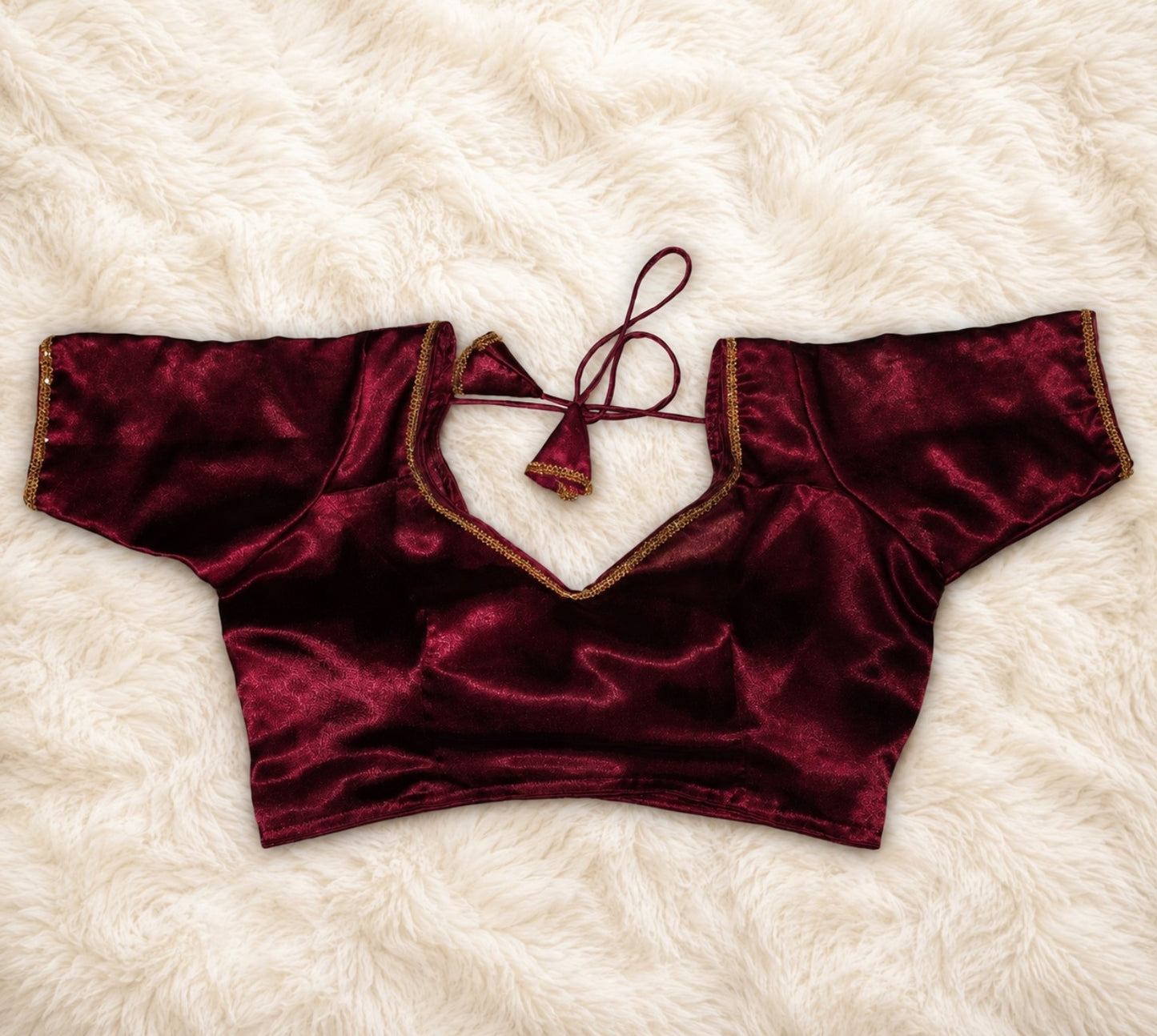 Wine Satin Blouse (by The Last Stop)
